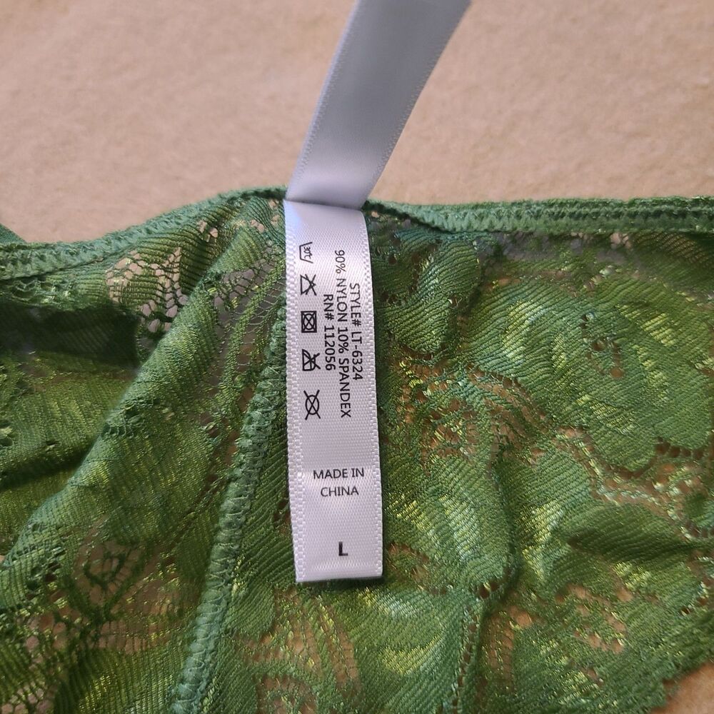 Zenana Outfitters Green Lace Padded Bralette Large Racerback Stretchy - Picture 4 of 7